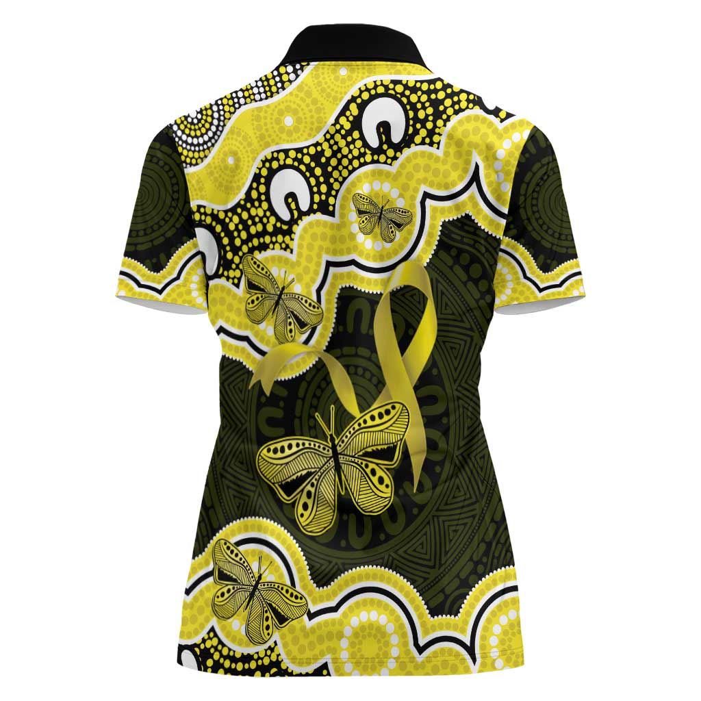Yellow Ribbon Sarcoma Awareness Month Women Polo Shirt Aboriginal Art - Aussie Hoodie