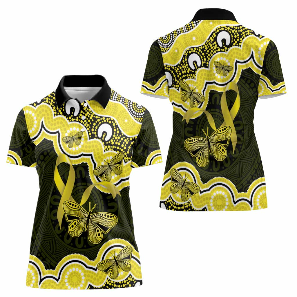 Yellow Ribbon Sarcoma Awareness Month Women Polo Shirt Aboriginal Art - Aussie Hoodie