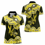 Yellow Ribbon Sarcoma Awareness Month Women Polo Shirt Aboriginal Art - Aussie Hoodie