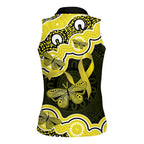 Yellow Ribbon Sarcoma Awareness Month Women Sleeveless Polo Shirt Aboriginal Art - Aussie Hoodie