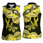 Yellow Ribbon Sarcoma Awareness Month Women Sleeveless Polo Shirt Aboriginal Art - Aussie Hoodie