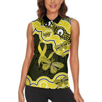 Yellow Ribbon Sarcoma Awareness Month Women Sleeveless Polo Shirt Aboriginal Art - Aussie Hoodie