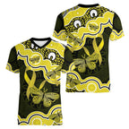 Yellow Ribbon Sarcoma Awareness Month Women V-Neck T-Shirt Aboriginal Art - Aussie Hoodie