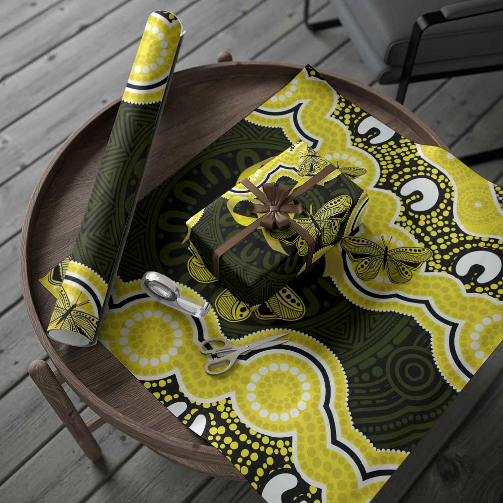 Yellow Ribbon Sarcoma Awareness Month Wrapping Paper Aboriginal Art - Aussie Hoodie