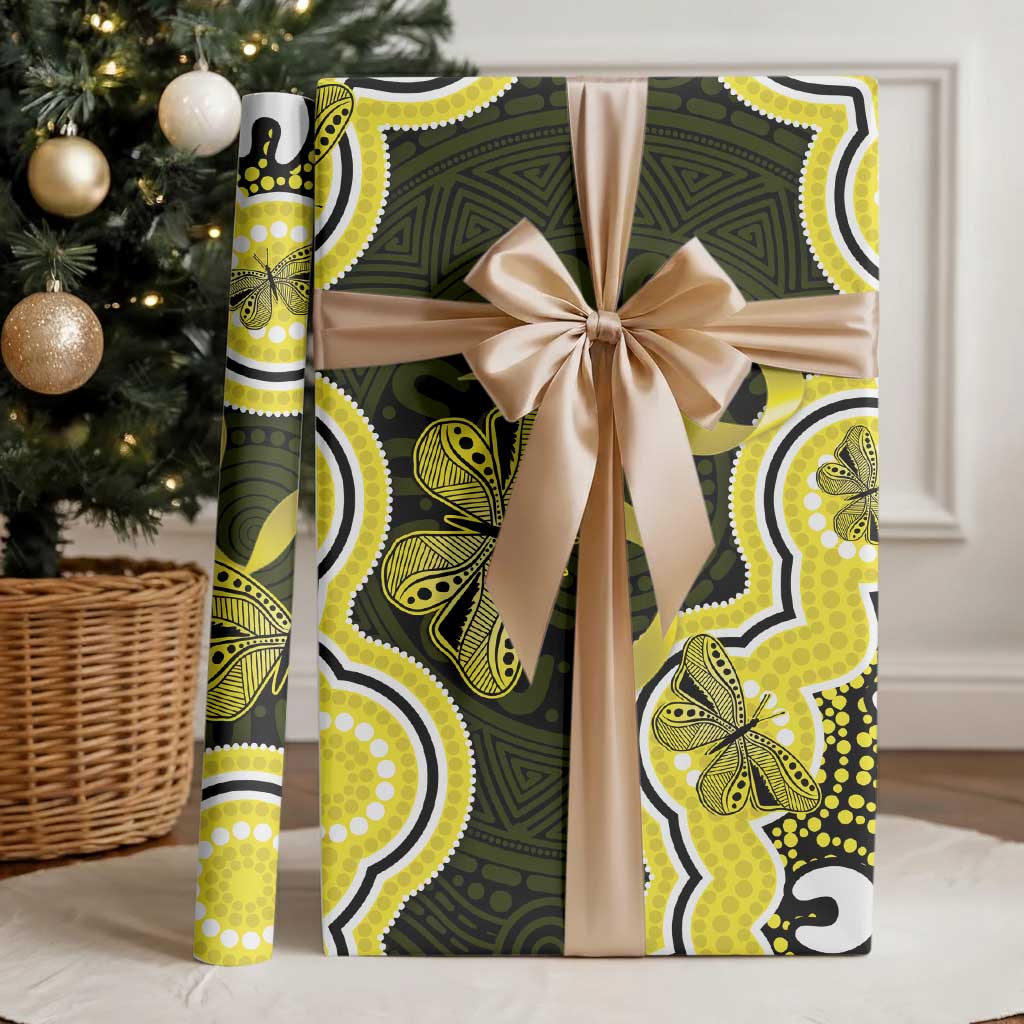 Yellow Ribbon Sarcoma Awareness Month Wrapping Paper Aboriginal Art - Aussie Hoodie