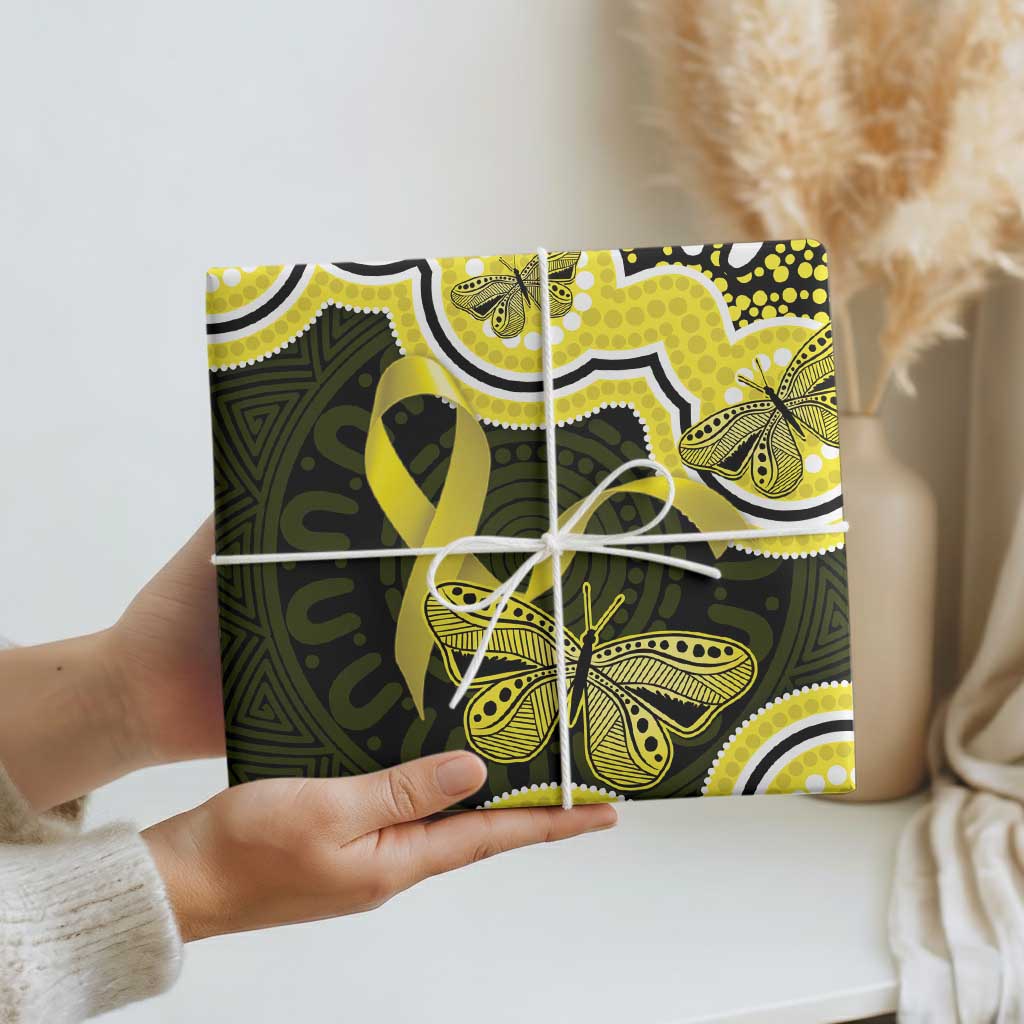 Yellow Ribbon Sarcoma Awareness Month Wrapping Paper Aboriginal Art - Aussie Hoodie