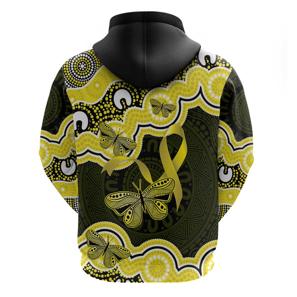 Yellow Ribbon Sarcoma Awareness Month Zip Hoodie Aboriginal Art - Aussie Hoodie
