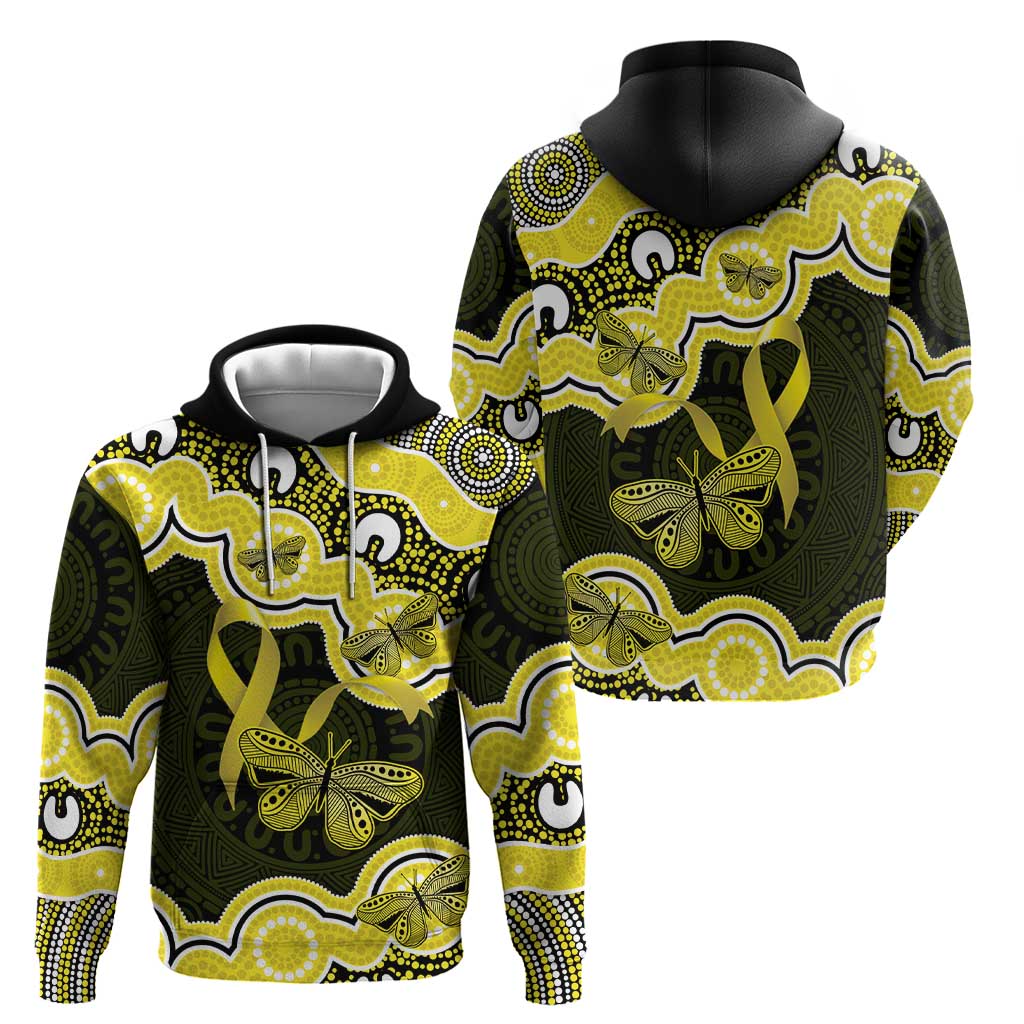 Yellow Ribbon Sarcoma Awareness Month Zip Hoodie Aboriginal Art - Aussie Hoodie