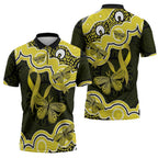 Yellow Ribbon Sarcoma Awareness Month Zipper Polo Shirt Aboriginal Art - Aussie Hoodie