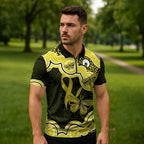 Yellow Ribbon Sarcoma Awareness Month Zipper Polo Shirt Aboriginal Art - Aussie Hoodie