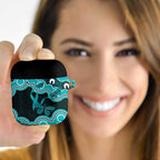 Cyan Ribbon PTSD Awareness Month AirPods Case Aboriginal Art - Aussie Hoodie