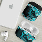Cyan Ribbon PTSD Awareness Month AirPods Case Aboriginal Art - Aussie Hoodie