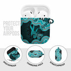 Cyan Ribbon PTSD Awareness Month AirPods Case Aboriginal Art - Aussie Hoodie