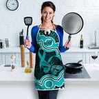Cyan Ribbon PTSD Awareness Month Apron Aboriginal Art - Aussie Hoodie