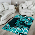 Cyan Ribbon PTSD Awareness Month Area Rug Aboriginal Art - Aussie Hoodie
