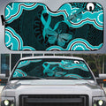 Cyan Ribbon PTSD Awareness Month Auto Sun Shade Aboriginal Art - Aussie Hoodie