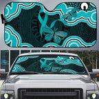 Cyan Ribbon PTSD Awareness Month Auto Sun Shade Aboriginal Art - Aussie Hoodie