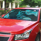 Cyan Ribbon PTSD Awareness Month Auto Sun Shade Aboriginal Art - Aussie Hoodie