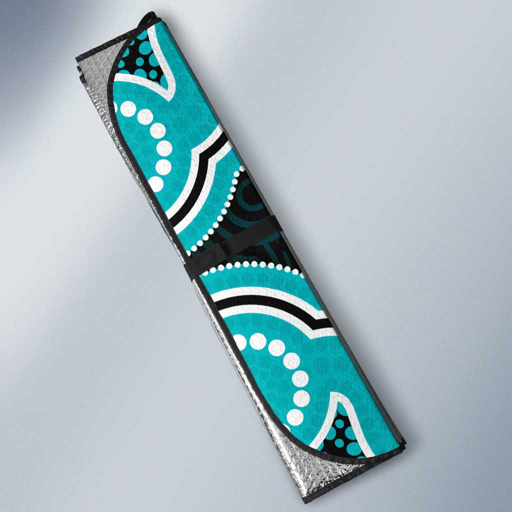 Cyan Ribbon PTSD Awareness Month Auto Sun Shade Aboriginal Art - Aussie Hoodie