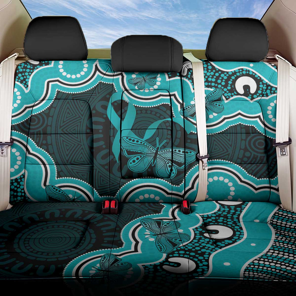 Cyan Ribbon PTSD Awareness Month Back Car Seat Cover Aboriginal Art - Aussie Hoodie
