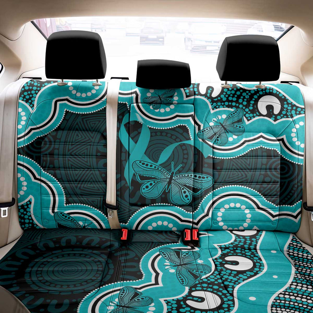 Cyan Ribbon PTSD Awareness Month Back Car Seat Cover Aboriginal Art - Aussie Hoodie