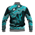 Cyan Ribbon PTSD Awareness Month Baseball Jacket Aboriginal Art - Aussie Hoodie
