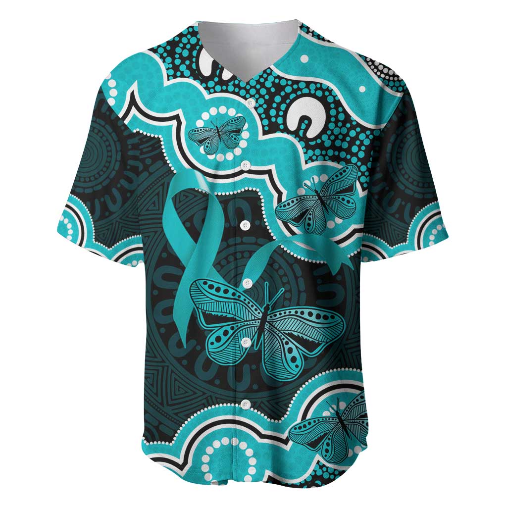 Cyan Ribbon PTSD Awareness Month Baseball Jersey Aboriginal Art - Aussie Hoodie