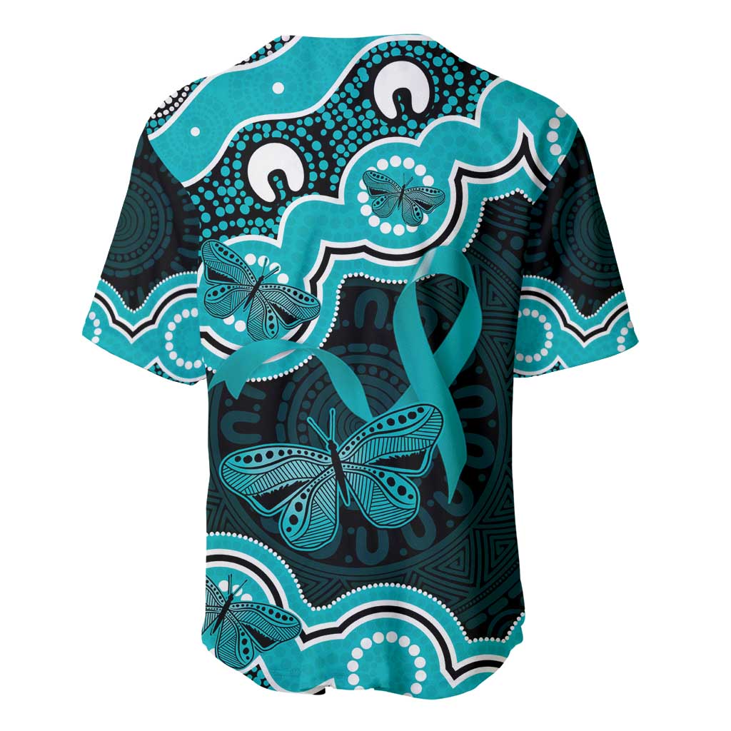 Cyan Ribbon PTSD Awareness Month Baseball Jersey Aboriginal Art - Aussie Hoodie