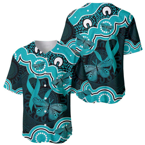 Cyan Ribbon PTSD Awareness Month Baseball Jersey Aboriginal Art - Aussie Hoodie