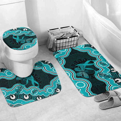Cyan Ribbon PTSD Awareness Month Bathroom Set Aboriginal Art - Aussie Hoodie