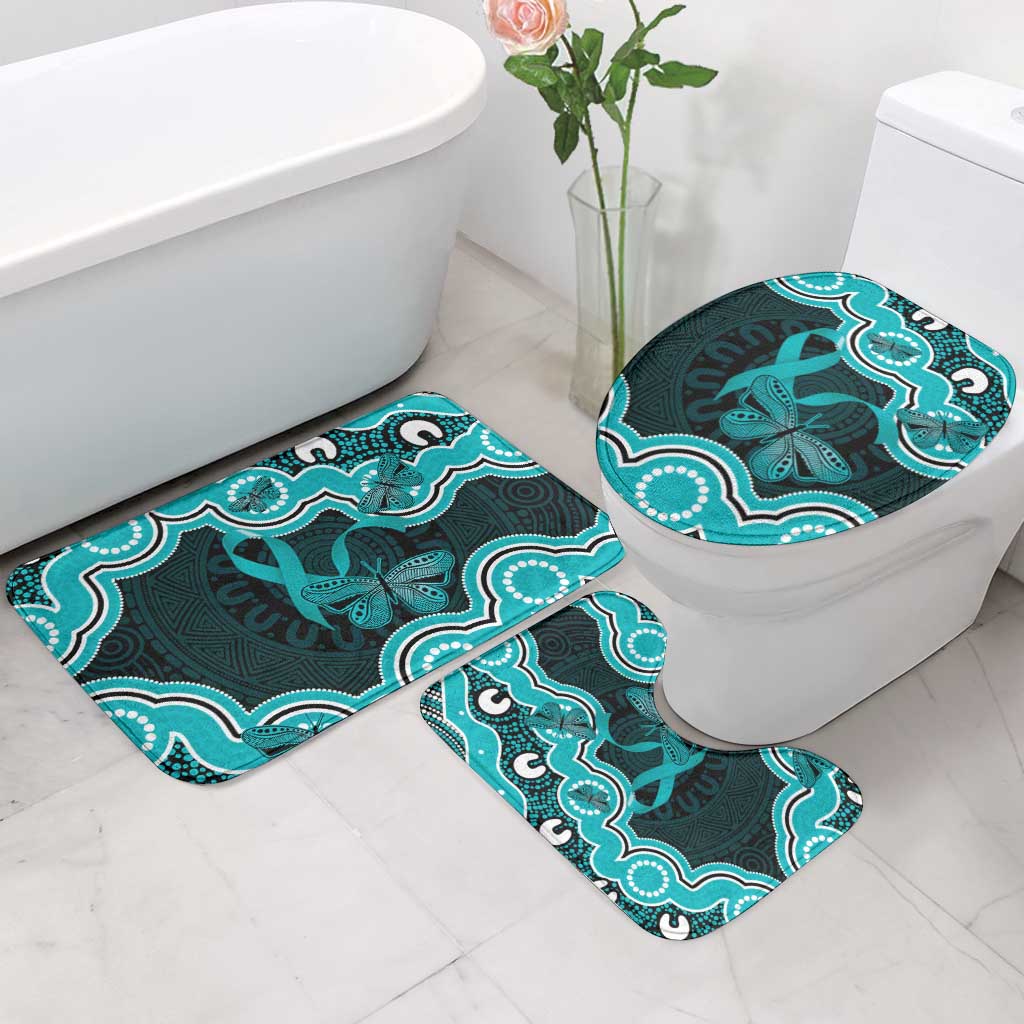 Cyan Ribbon PTSD Awareness Month Bathroom Set Aboriginal Art - Aussie Hoodie