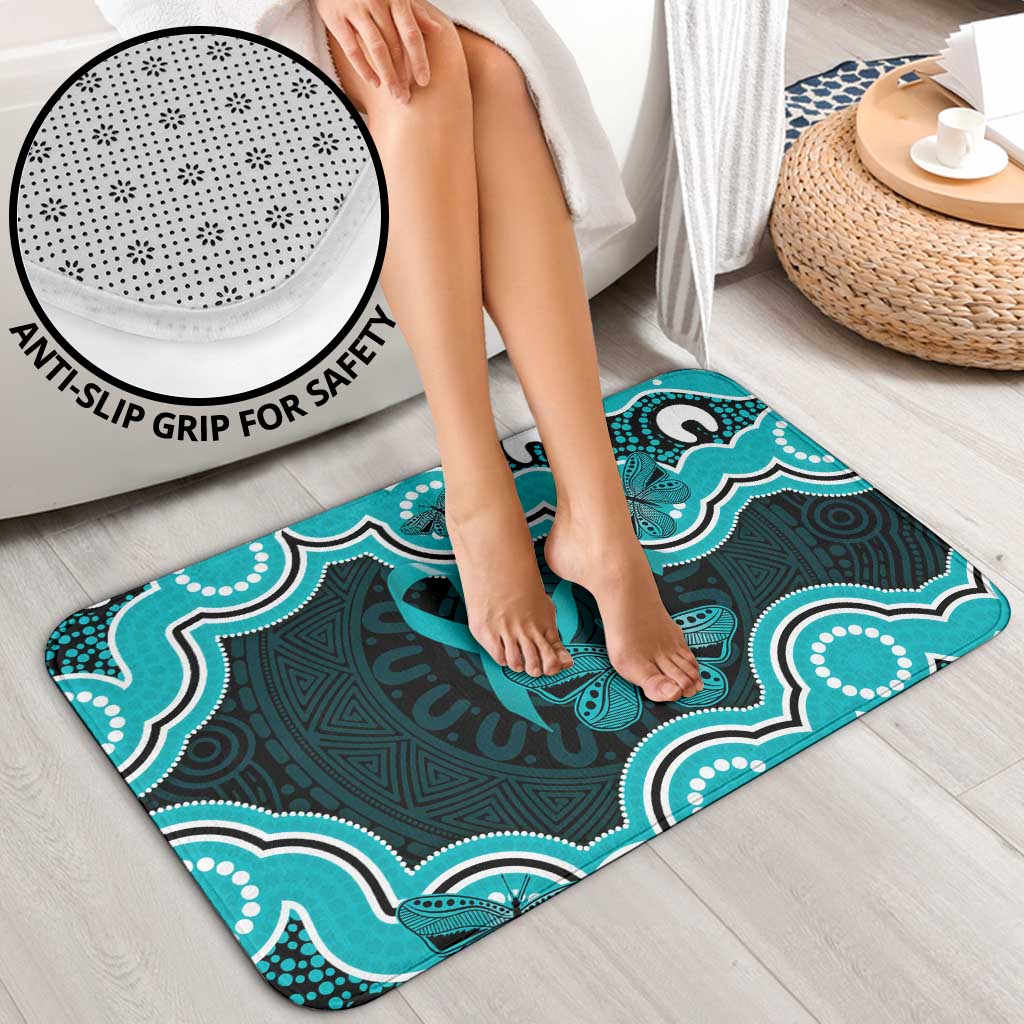 Cyan Ribbon PTSD Awareness Month Bathroom Set Aboriginal Art - Aussie Hoodie