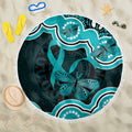 Cyan Ribbon PTSD Awareness Month Beach Blanket Aboriginal Art - Aussie Hoodie