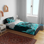 Cyan Ribbon PTSD Awareness Month Bedding Set Aboriginal Art - Aussie Hoodie