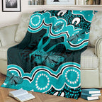 Cyan Ribbon PTSD Awareness Month Blanket Aboriginal Art - Aussie Hoodie