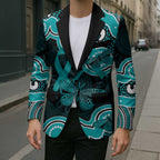 Cyan Ribbon PTSD Awareness Month Blazer Aboriginal Art - Aussie Hoodie