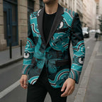 Cyan Ribbon PTSD Awareness Month Blazer Aboriginal Art - Aussie Hoodie