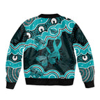 Cyan Ribbon PTSD Awareness Month Bomber Jacket Aboriginal Art - Aussie Hoodie
