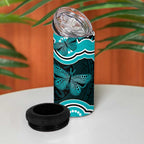 Cyan Ribbon PTSD Awareness Month 4 in 1 Can Cooler Tumbler Aboriginal Art - Aussie Hoodie
