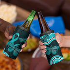 Cyan Ribbon PTSD Awareness Month 4 in 1 Can Cooler Tumbler Aboriginal Art - Aussie Hoodie