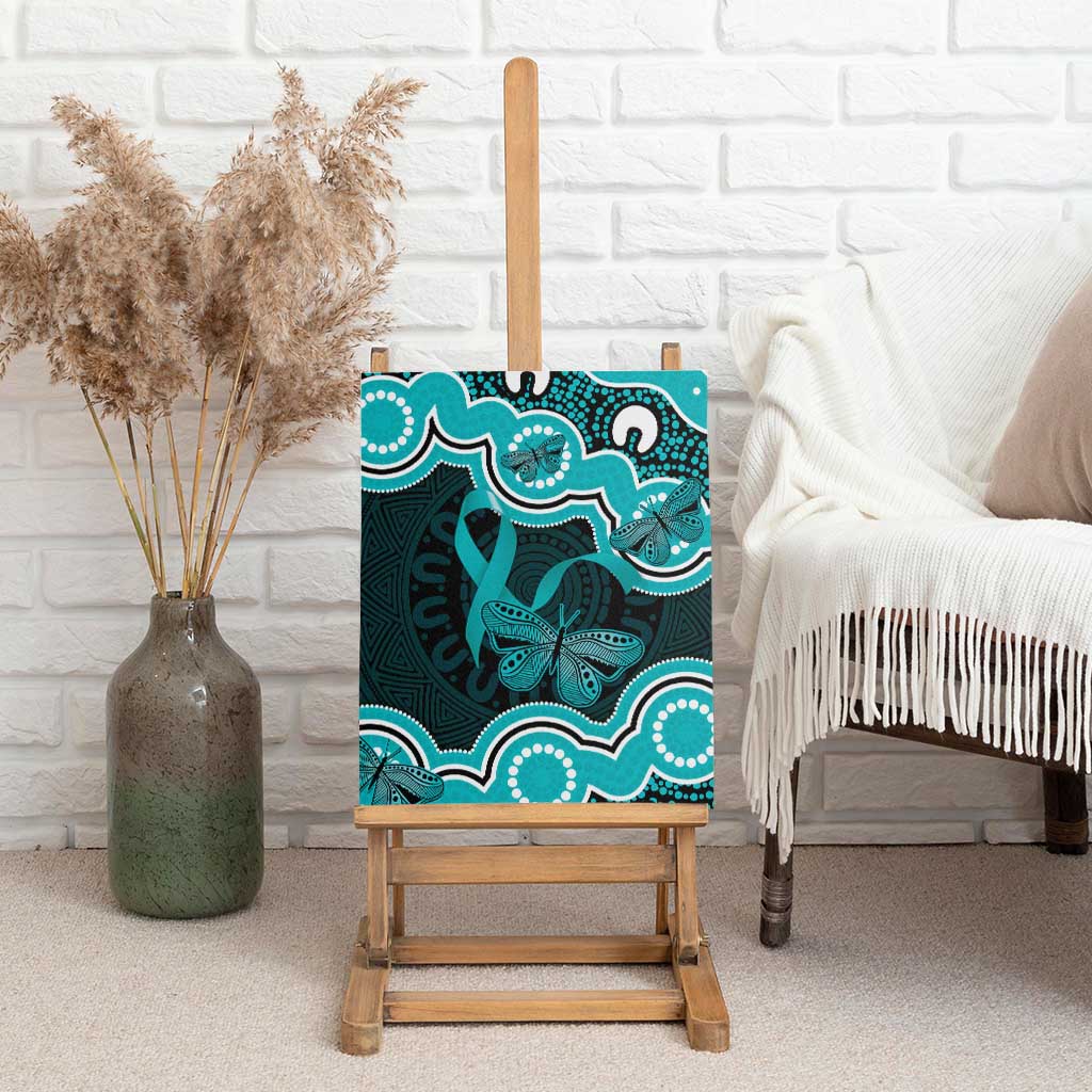 Cyan Ribbon PTSD Awareness Month Canvas Wall Art Aboriginal Art - Aussie Hoodie
