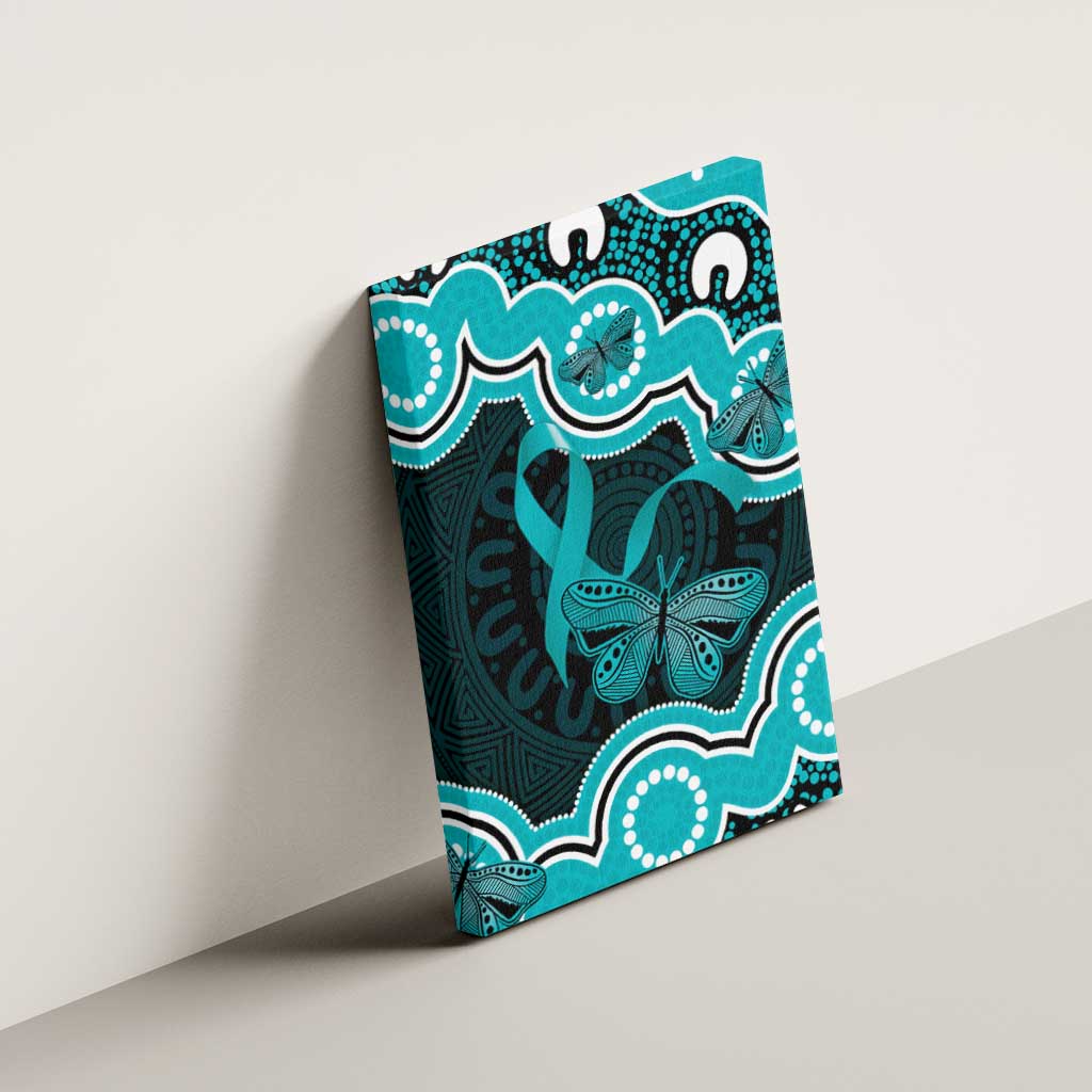 Cyan Ribbon PTSD Awareness Month Canvas Wall Art Aboriginal Art - Aussie Hoodie