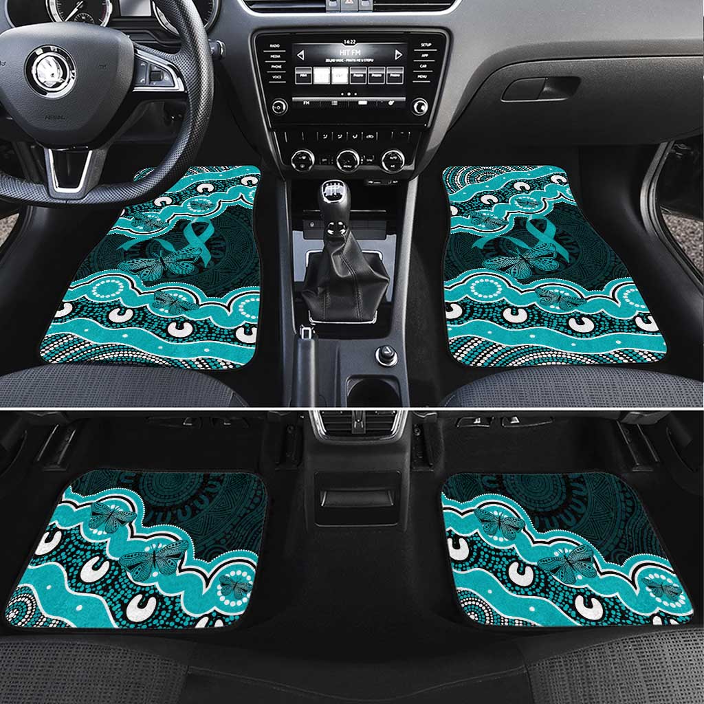 Cyan Ribbon PTSD Awareness Month Car Mats Aboriginal Art - Aussie Hoodie