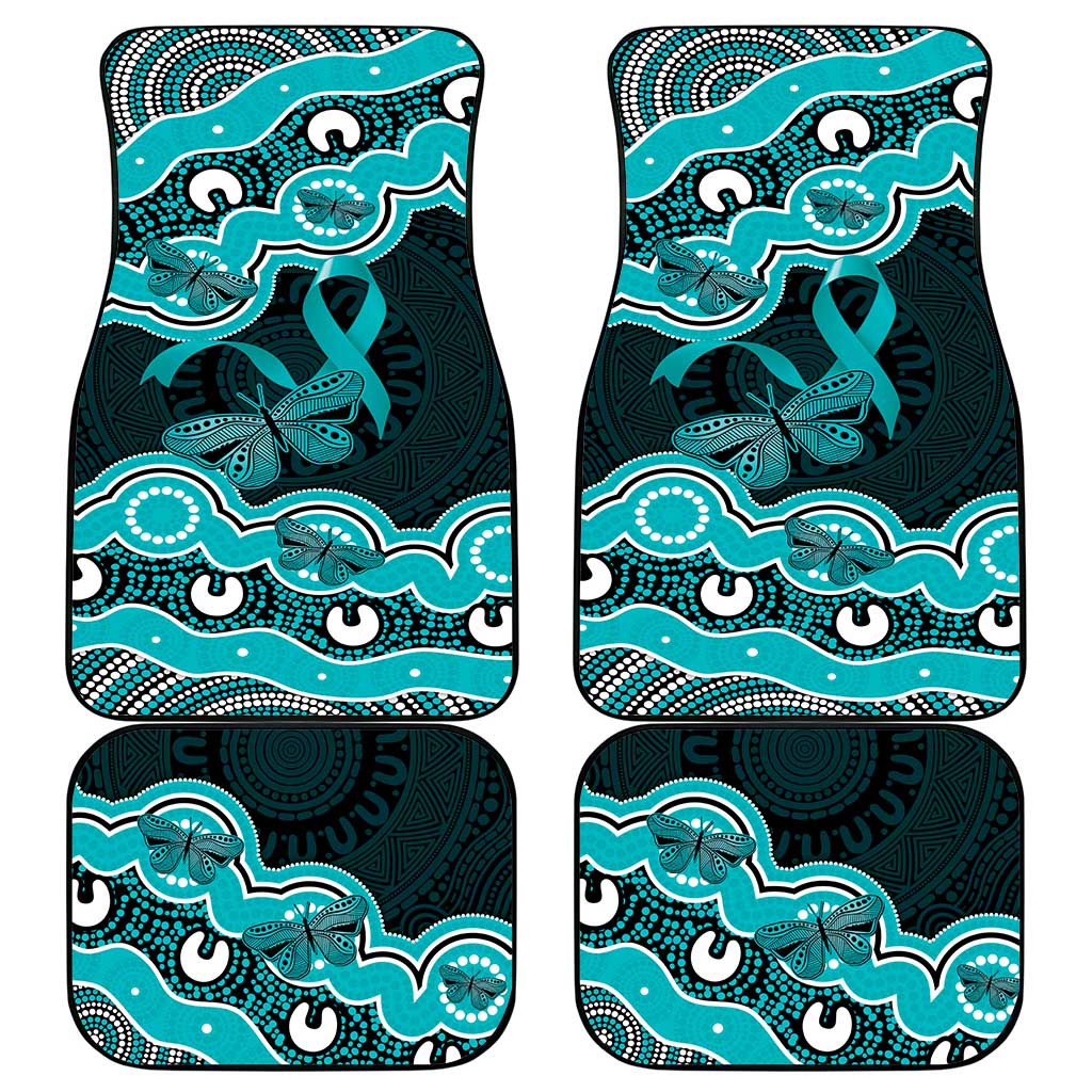 Cyan Ribbon PTSD Awareness Month Car Mats Aboriginal Art - Aussie Hoodie