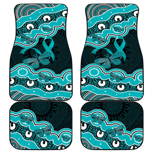 Cyan Ribbon PTSD Awareness Month Car Mats Aboriginal Art - Aussie Hoodie