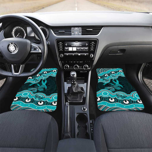 Cyan Ribbon PTSD Awareness Month Car Mats Aboriginal Art - Aussie Hoodie