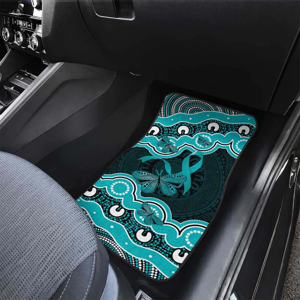 Cyan Ribbon PTSD Awareness Month Car Mats Aboriginal Art - Aussie Hoodie