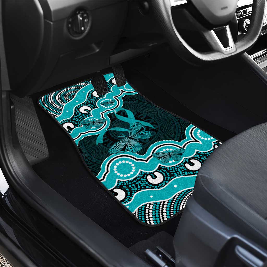 Cyan Ribbon PTSD Awareness Month Car Mats Aboriginal Art - Aussie Hoodie