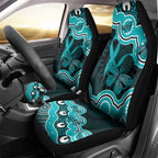 Cyan Ribbon PTSD Awareness Month Car Seat Cover Aboriginal Art - Aussie Hoodie