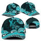 Cyan Ribbon PTSD Awareness Month Classic Cap Aboriginal Art - Aussie Hoodie